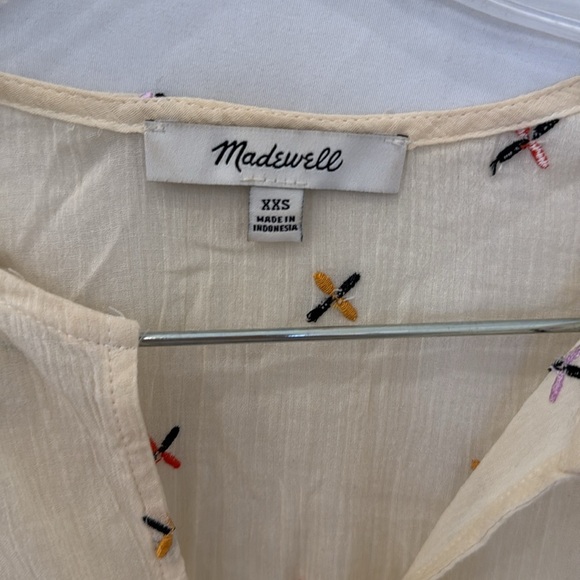Madewell Cotton Embroidered Popover Blouse sz XXS - Picture 6 of 9